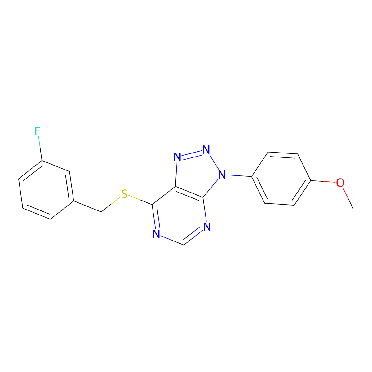 7-((3-fluorobenzyl)thio)-3-(4-methoxyphenyl)-3H-[1,2,3]triazolo[4,5-d]pyrimidine molecular structure, CAS 863500-73-6