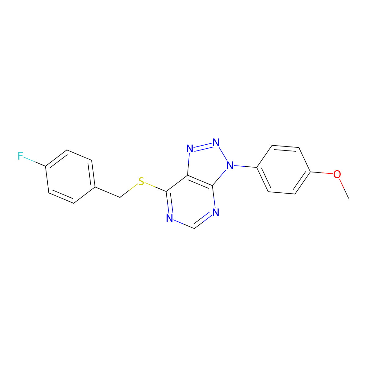 7-((4-fluorobenzyl)thio)-3-(4-methoxyphenyl)-3H-[1,2,3]triazolo[4,5-d]pyrimidine molecular structure, CAS 863500-74-7