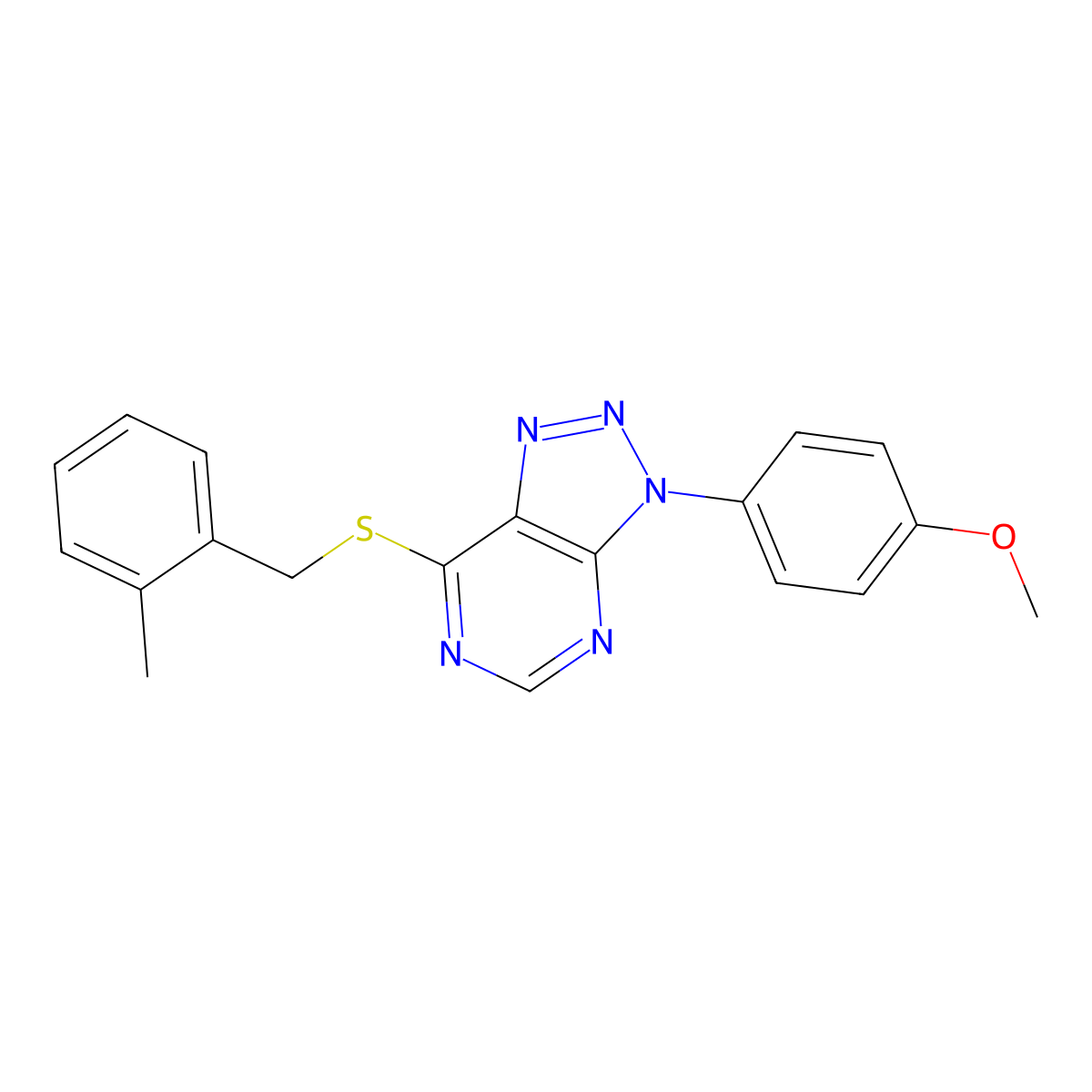 3-(4-methoxyphenyl)-7-((2-methylbenzyl)thio)-3H-[1,2,3]triazolo[4,5-d]pyrimidine molecular structure, CAS 863500-77-0