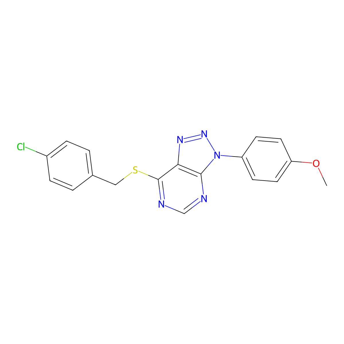 7-[(4-Chlorophenyl)methylsulfanyl]-3-(4-methoxyphenyl)triazolo[4,5-d]pyrimidine molecular structure, CAS 863500-78-1