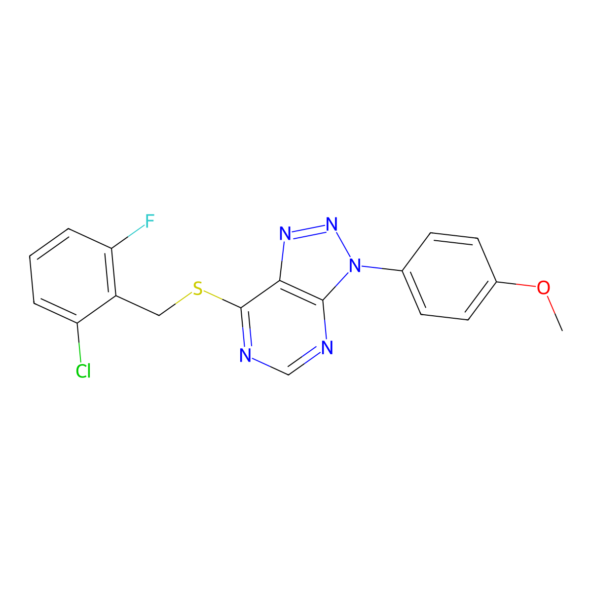 7-[(2-Chloro-6-fluorophenyl)methylsulfanyl]-3-(4-methoxyphenyl)triazolo[4,5-d]pyrimidine molecular structure, CAS 863500-79-2