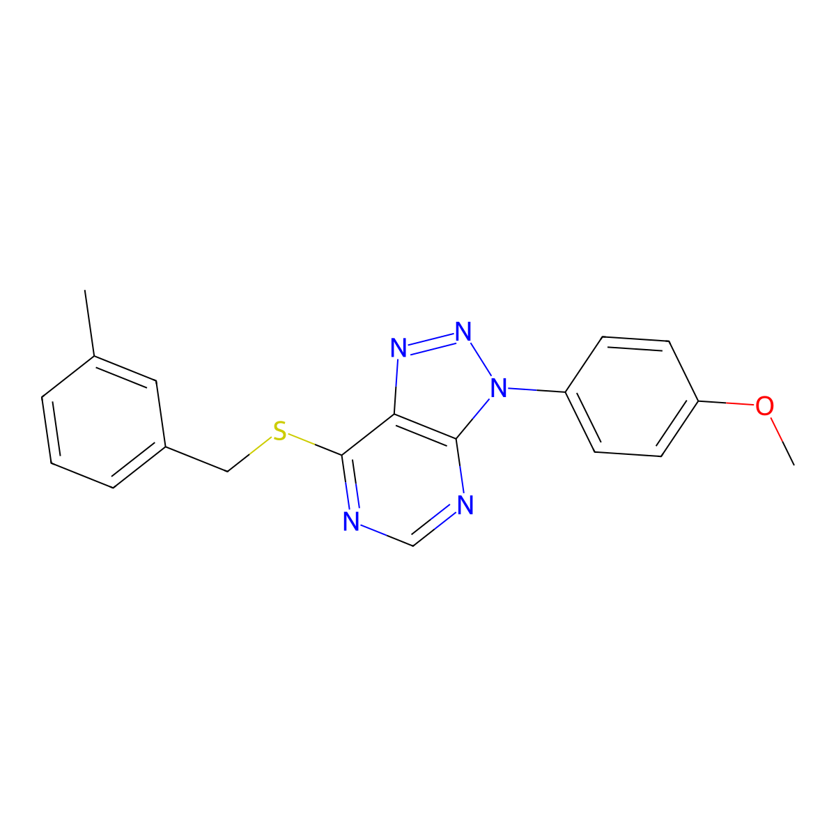 3-(4-Methoxyphenyl)-7-[(3-methylphenyl)methylsulfanyl]triazolo[4,5-d]pyrimidine molecular structure, CAS 863500-80-5
