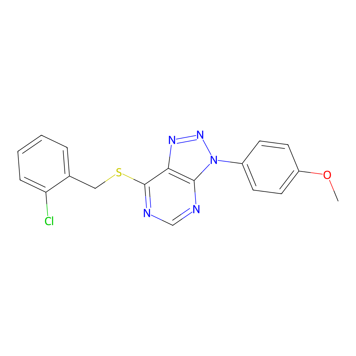 7-((2-chlorobenzyl)thio)-3-(4-methoxyphenyl)-3H-[1,2,3]triazolo[4,5-d]pyrimidine molecular structure, CAS 863500-81-6