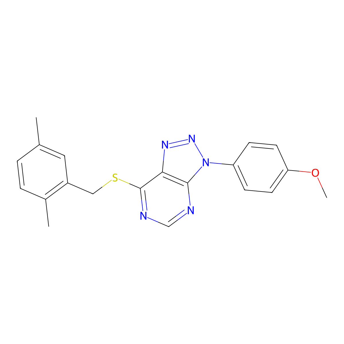 7-[(2,5-Dimethylphenyl)methylsulfanyl]-3-(4-methoxyphenyl)triazolo[4,5-d]pyrimidine molecular structure, CAS 863500-82-7