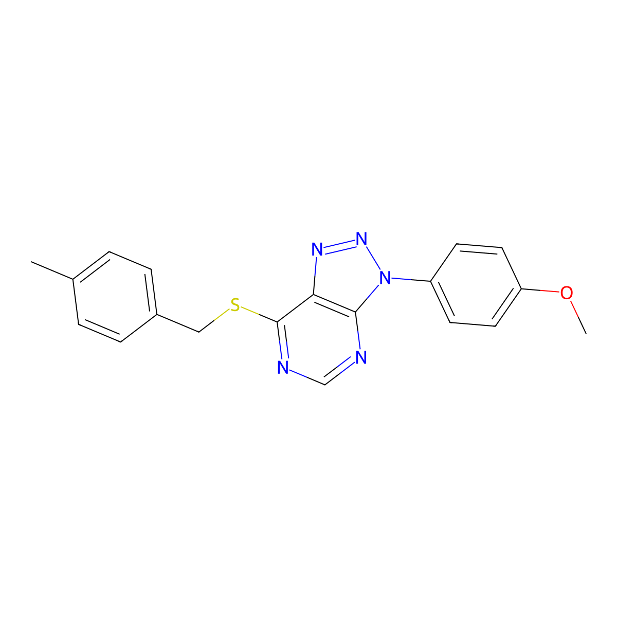 3-(4-Methoxyphenyl)-7-[(4-methylphenyl)methylsulfanyl]triazolo[4,5-d]pyrimidine molecular structure, CAS 863500-83-8