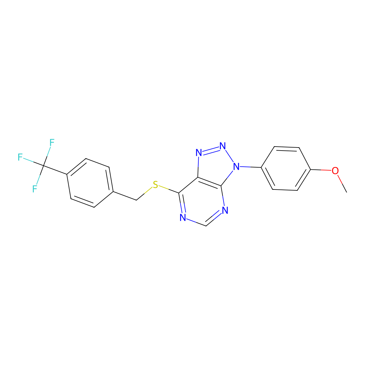 3-(4-methoxyphenyl)-7-((4-(trifluoromethyl)benzyl)thio)-3H-[1,2,3]triazolo[4,5-d]pyrimidine molecular structure, CAS 863500-85-0