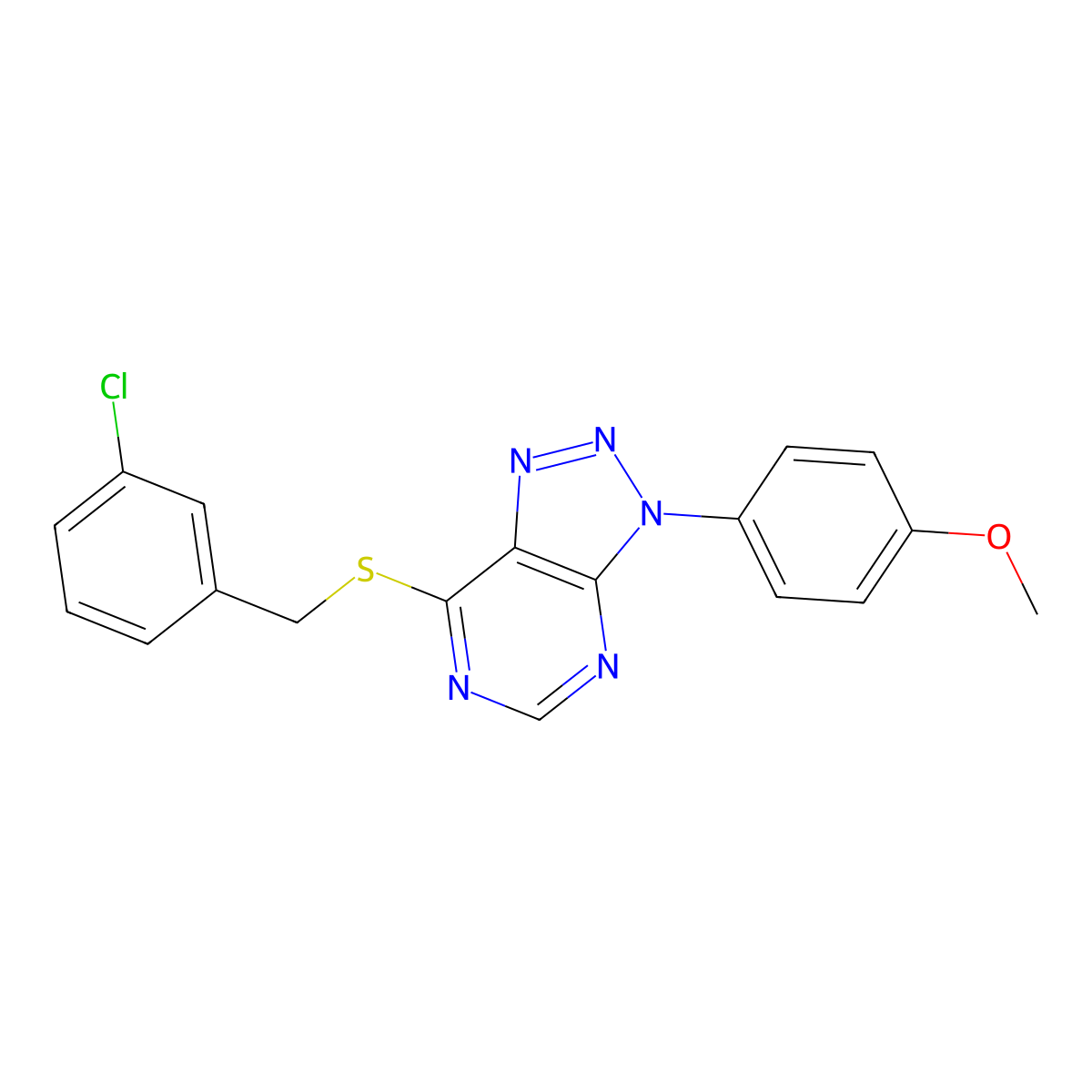7-((3-chlorobenzyl)thio)-3-(4-methoxyphenyl)-3H-[1,2,3]triazolo[4,5-d]pyrimidine molecular structure, CAS 863500-88-3