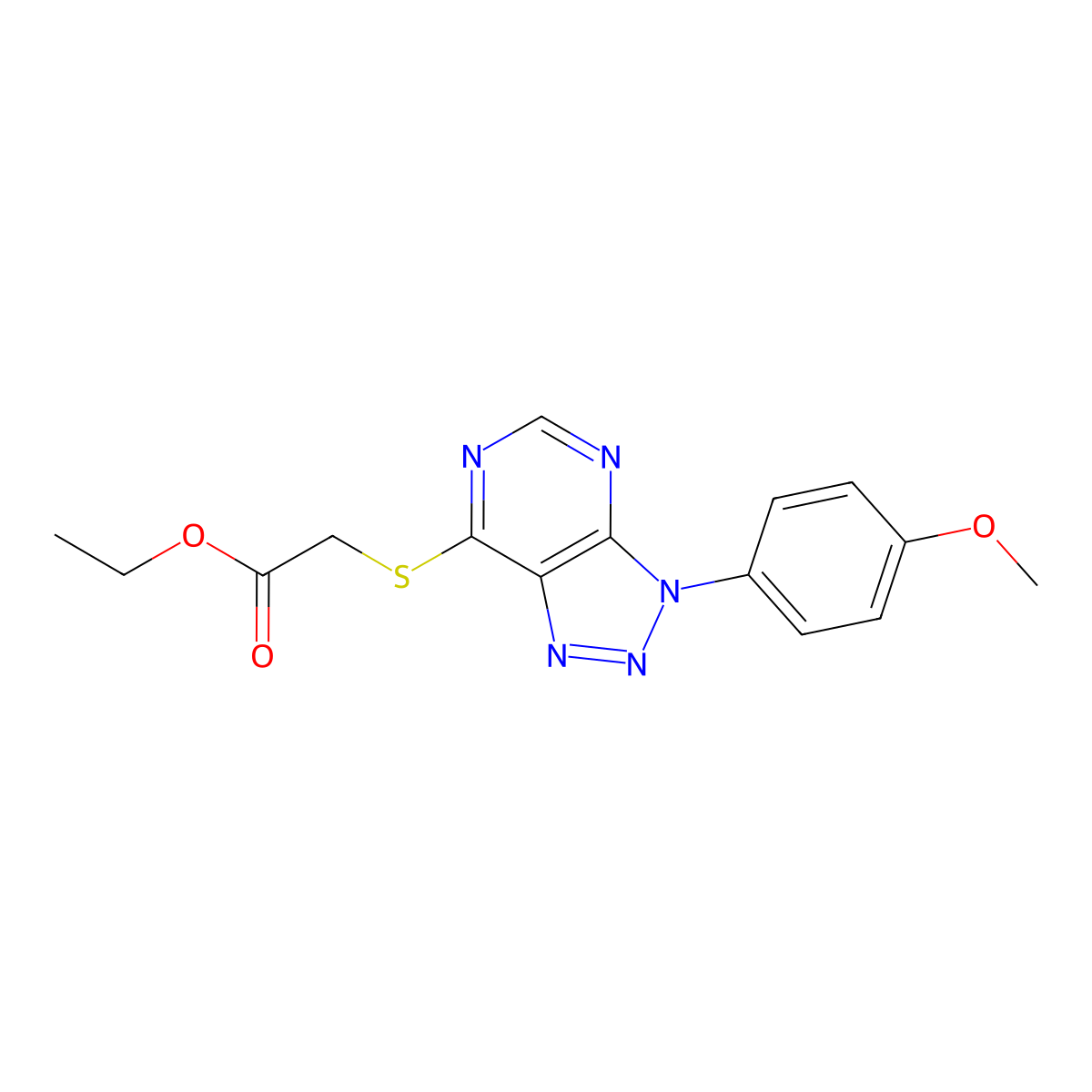 ethyl 2-((3-(4-methoxyphenyl)-3H-[1,2,3]triazolo[4,5-d]pyrimidin-7-yl)thio)acetate molecular structure, CAS 863500-90-7