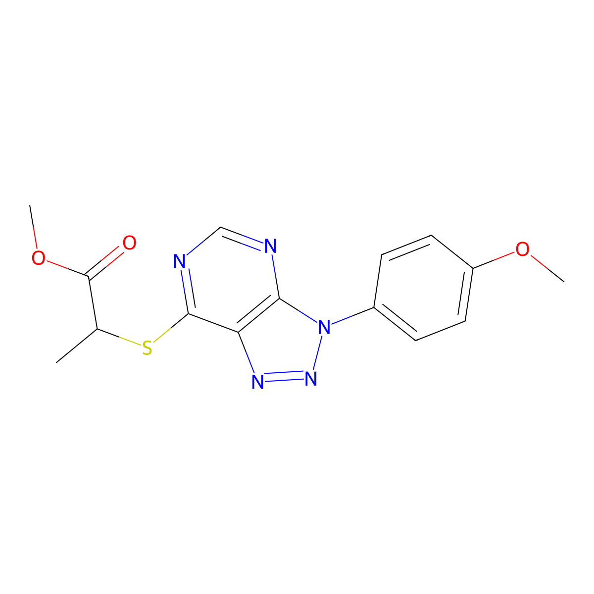 methyl 2-((3-(4-methoxyphenyl)-3H-[1,2,3]triazolo[4,5-d]pyrimidin-7-yl)thio)propanoate molecular structure, CAS 863500-94-1