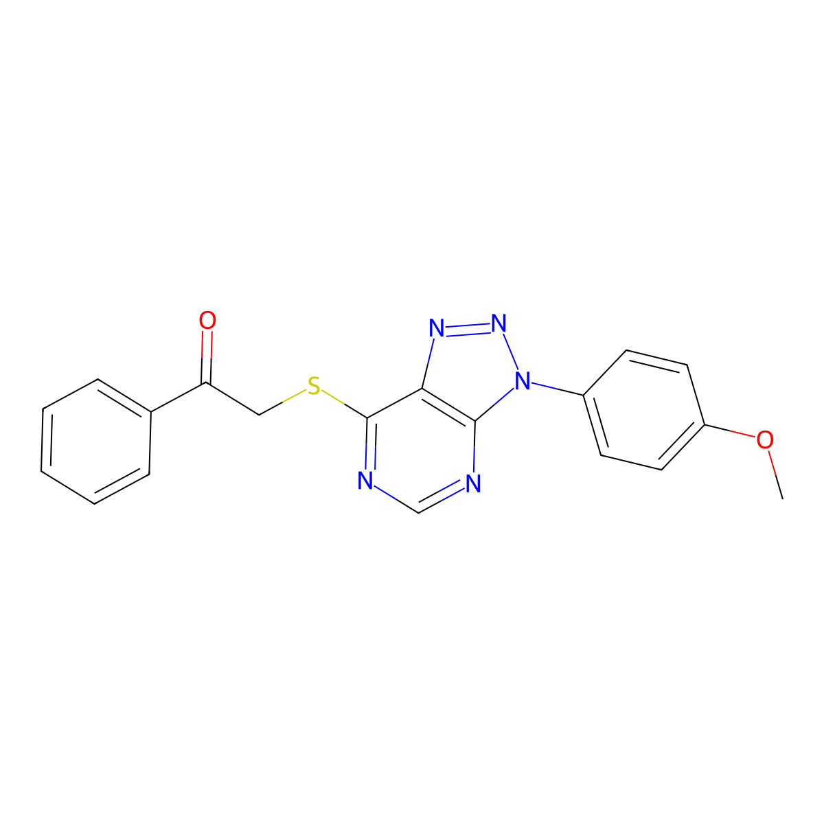 2-((3-(4-methoxyphenyl)-3H-[1,2,3]triazolo[4,5-d]pyrimidin-7-yl)thio)-1-phenylethanone molecular structure, CAS 863500-96-3