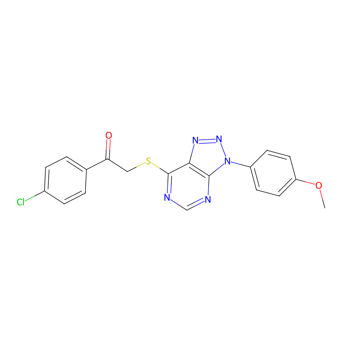 1-(4-Chlorophenyl)-2-[3-(4-methoxyphenyl)triazolo[4,5-d]pyrimidin-7-yl]sulfanylethanone molecular structure, CAS 863500-97-4