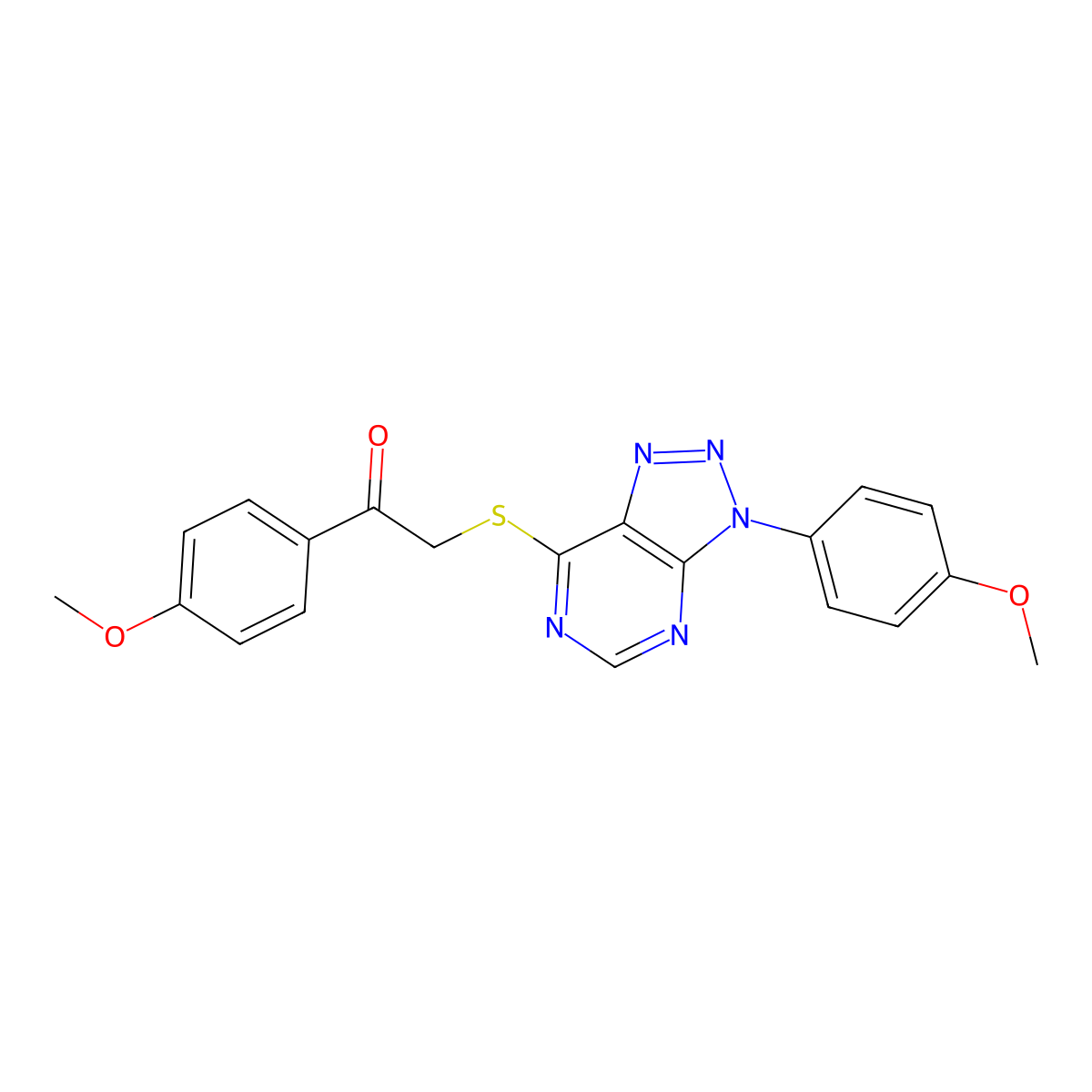 1-(4-methoxyphenyl)-2-((3-(4-methoxyphenyl)-3H-[1,2,3]triazolo[4,5-d]pyrimidin-7-yl)thio)ethanone molecular structure, CAS 863501-00-2
