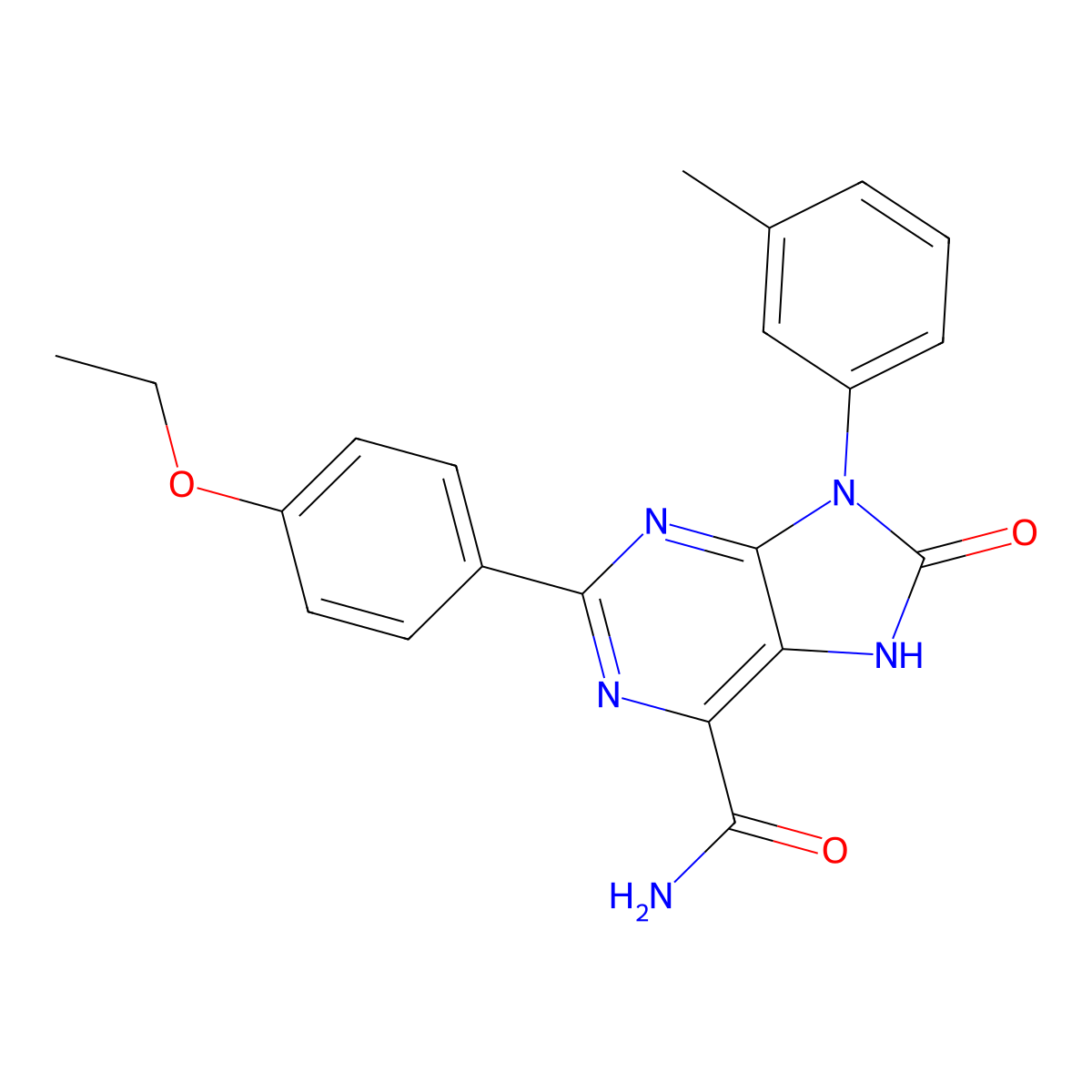 2-(4-ethoxyphenyl)-9-(3-methylphenyl)-8-oxo-8,9-dihydro-7H-purine-6-carboxamide molecular structure, CAS 863501-52-4