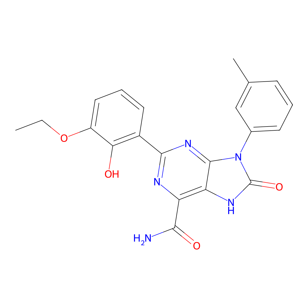 2-(3-ethoxy-2-hydroxyphenyl)-9-(3-methylphenyl)-8-oxo-8,9-dihydro-7H-purine-6-carboxamide molecular structure, CAS 863501-72-8