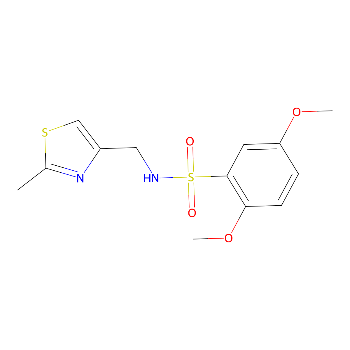 2,5-dimethoxy-N-[(2-methyl-1,3-thiazol-4-yl)methyl]benzene-1-sulfonamide molecular structure, CAS 863510-89-8