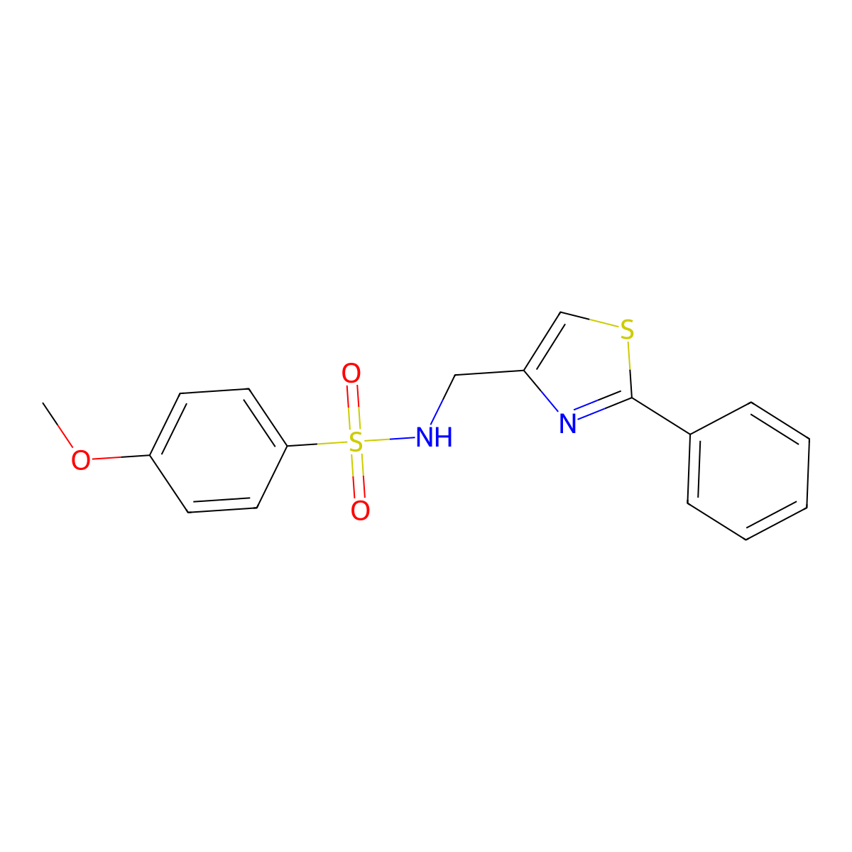 4-methoxy-N-[(2-phenyl-1,3-thiazol-4-yl)methyl]benzene-1-sulfonamide molecular structure, CAS 863511-01-7