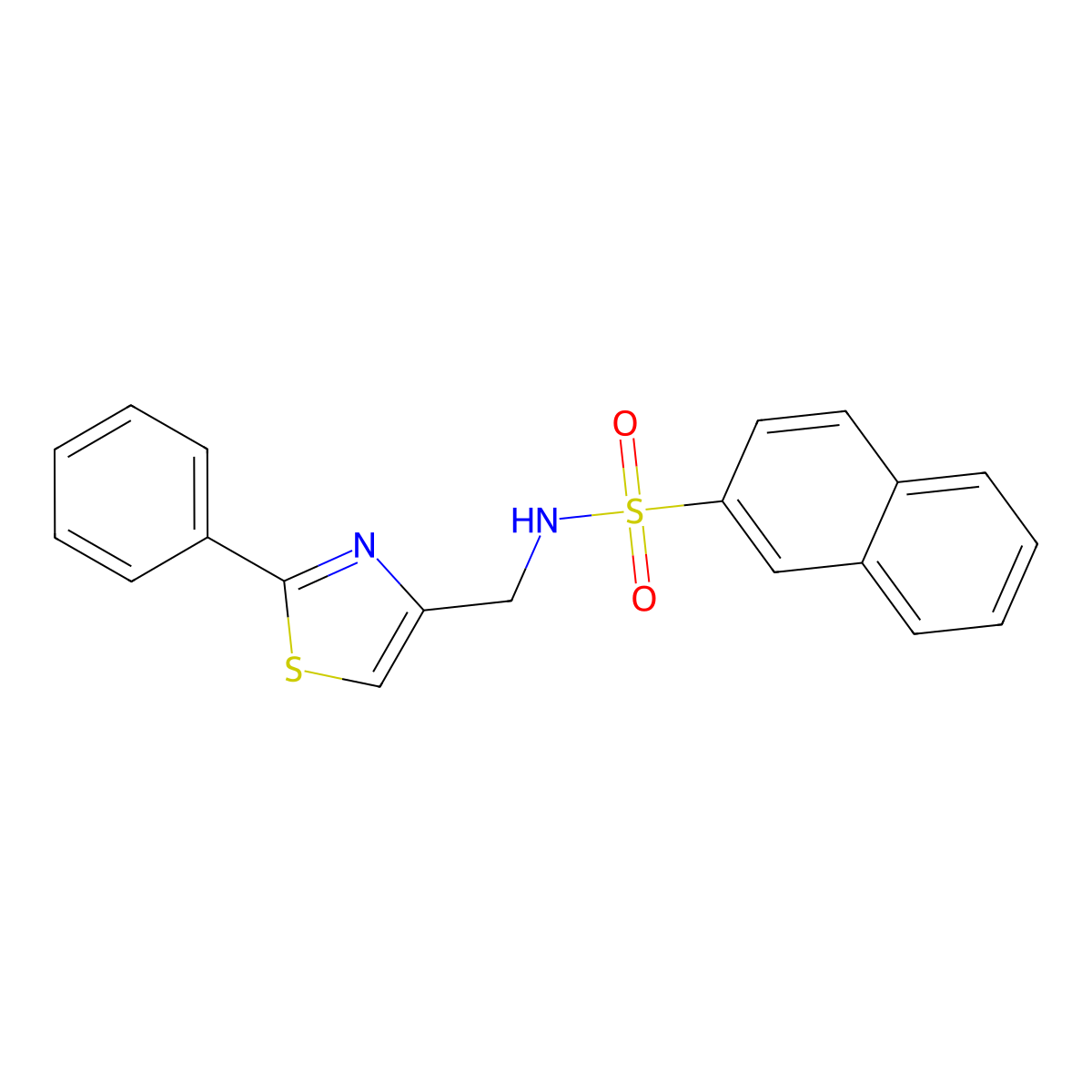 N-((2-phenylthiazol-4-yl)methyl)naphthalene-2-sulfonamide molecular structure, CAS 863511-02-8