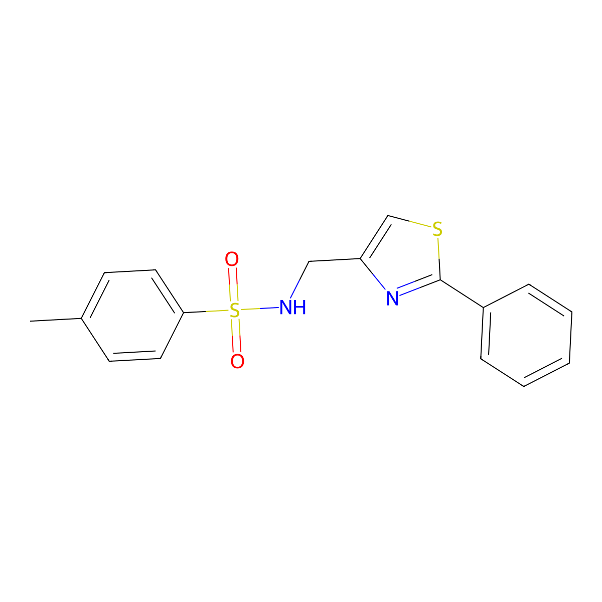 4-methyl-N-((2-phenylthiazol-4-yl)methyl)benzenesulfonamide molecular structure, CAS 863511-05-1
