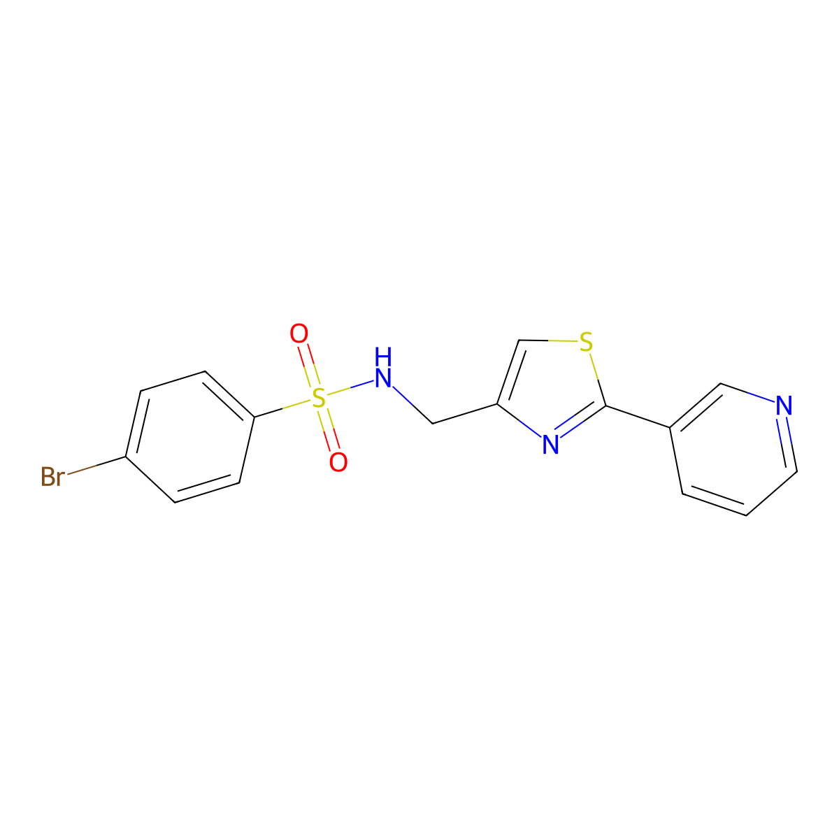 4-bromo-N-((2-(pyridin-3-yl)thiazol-4-yl)methyl)benzenesulfonamide molecular structure, CAS 863511-16-4