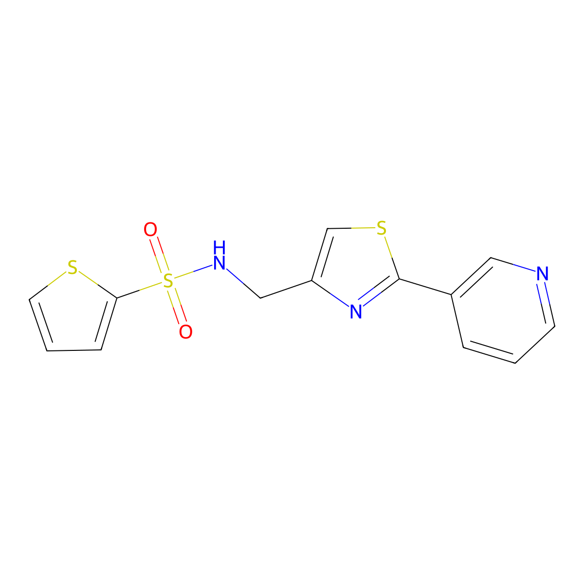 N-[(2-pyridin-3-yl-1,3-thiazol-4-yl)methyl]thiophene-2-sulfonamide molecular structure, CAS 863511-21-1