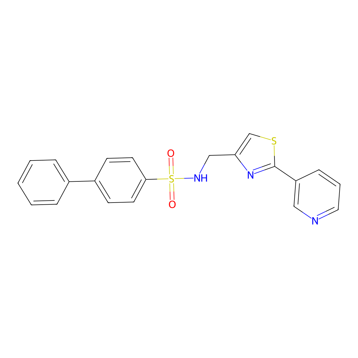 N-{[2-(pyridin-3-yl)-1,3-thiazol-4-yl]methyl}-[1,1'-biphenyl]-4-sulfonamide molecular structure, CAS 863511-24-4