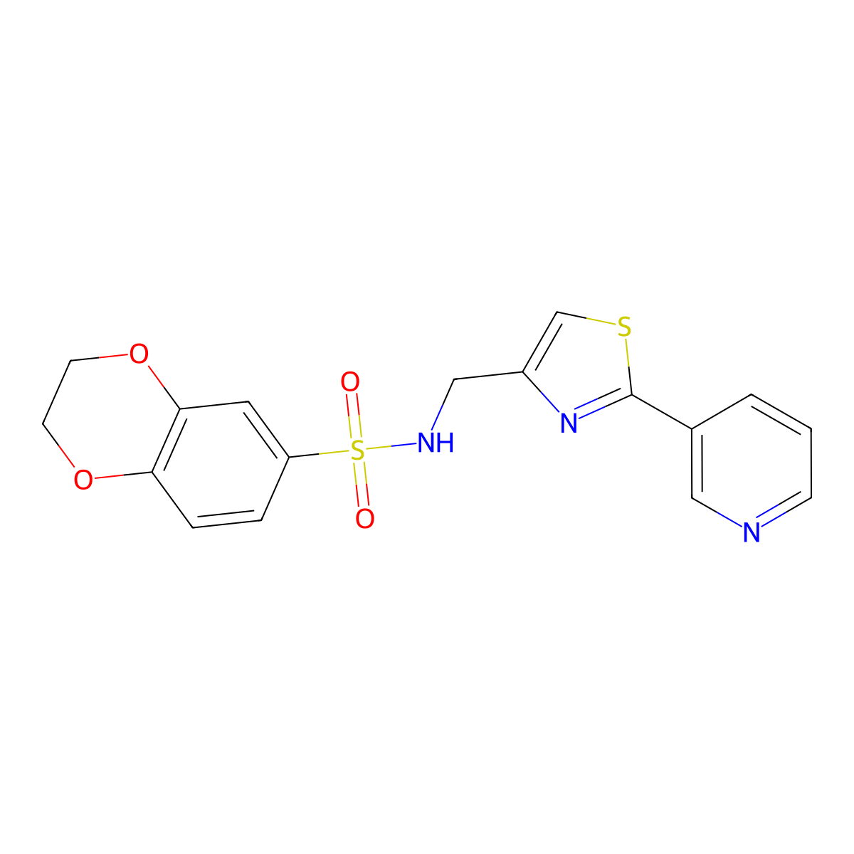 N-[(2-pyridin-3-yl-1,3-thiazol-4-yl)methyl]-2,3-dihydro-1,4-benzodioxine-6-sulfonamide molecular structure, CAS 863511-27-7