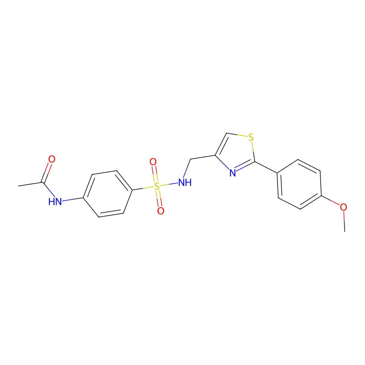 N-(4-(N-((2-(4-methoxyphenyl)thiazol-4-yl)methyl)sulfamoyl)phenyl)acetamide molecular structure, CAS 863511-30-2