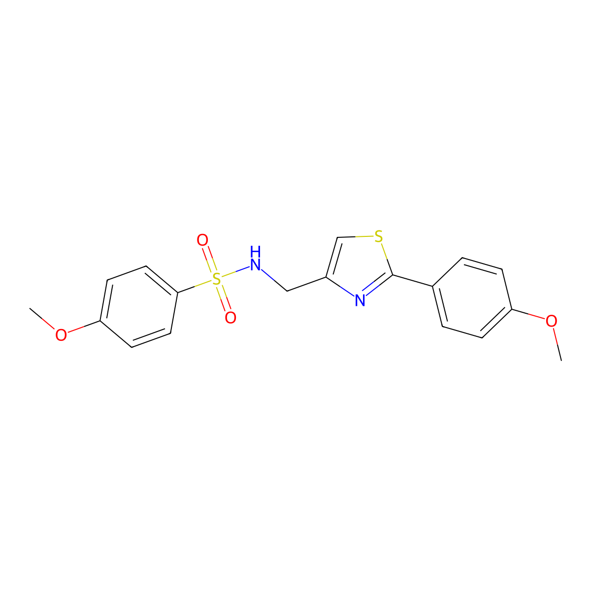 4-methoxy-N-{[2-(4-methoxyphenyl)-1,3-thiazol-4-yl]methyl}benzene-1-sulfonamide molecular structure, CAS 863511-36-8