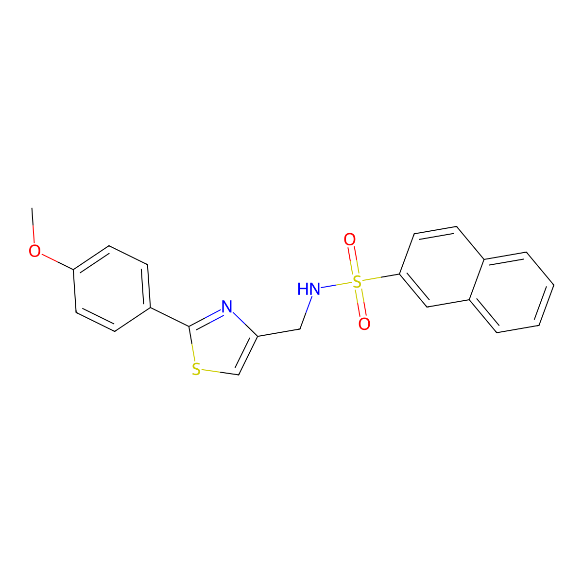 N-{[2-(4-methoxyphenyl)-1,3-thiazol-4-yl]methyl}naphthalene-2-sulfonamide molecular structure, CAS 863511-37-9