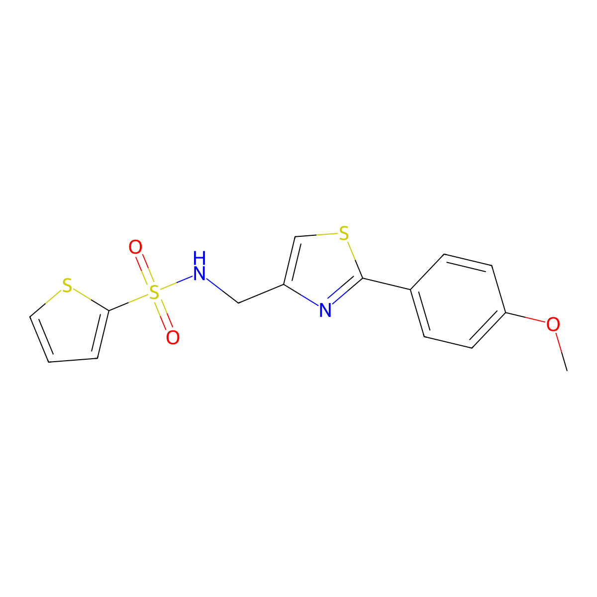 N-((2-(4-methoxyphenyl)thiazol-4-yl)methyl)thiophene-2-sulfonamide molecular structure, CAS 863511-38-0