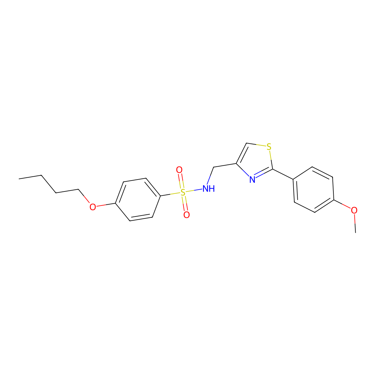 4-butoxy-N-{[2-(4-methoxyphenyl)-1,3-thiazol-4-yl]methyl}benzene-1-sulfonamide molecular structure, CAS 863511-43-7