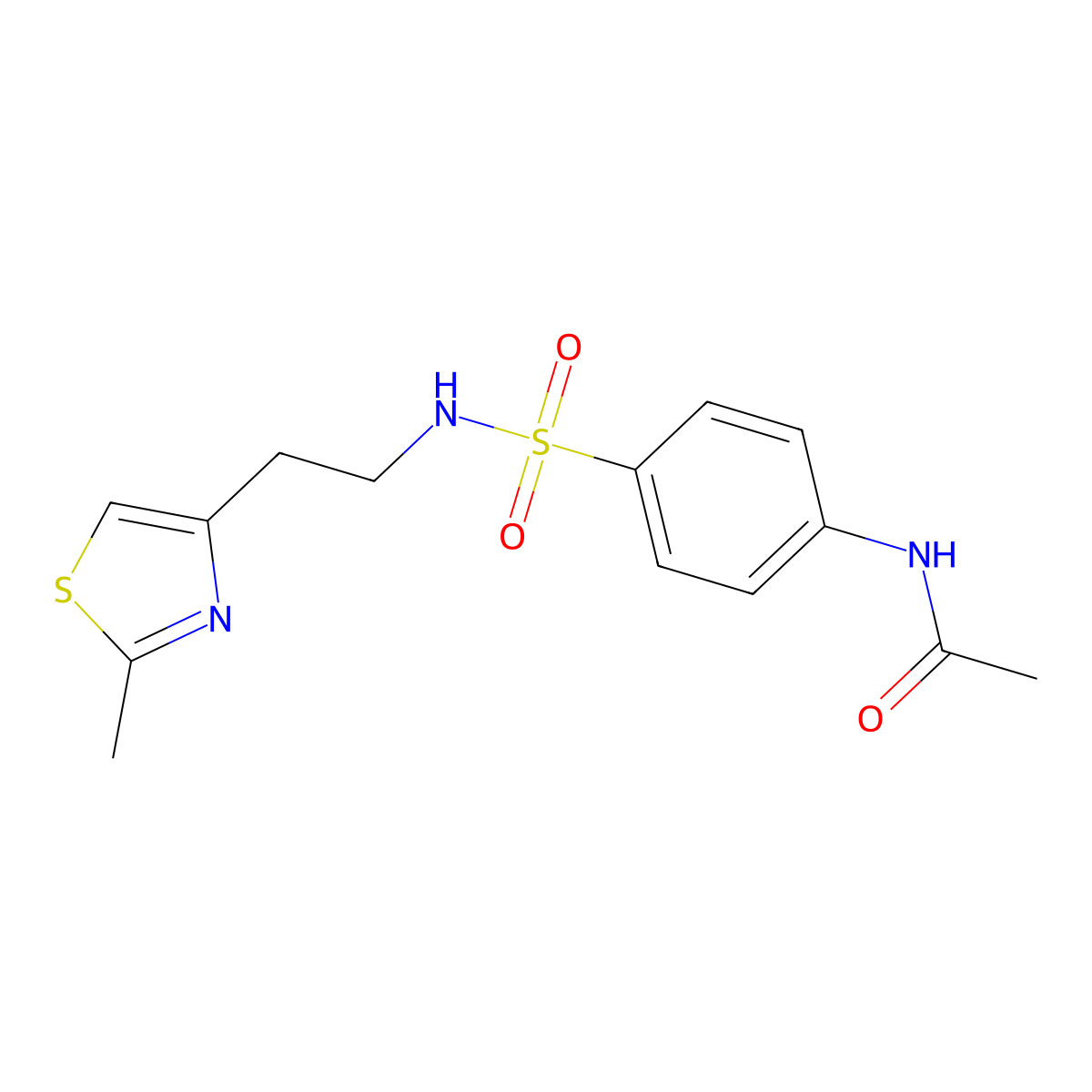 N-(4-(N-(2-(2-methylthiazol-4-yl)ethyl)sulfamoyl)phenyl)acetamide molecular structure, CAS 863511-51-7