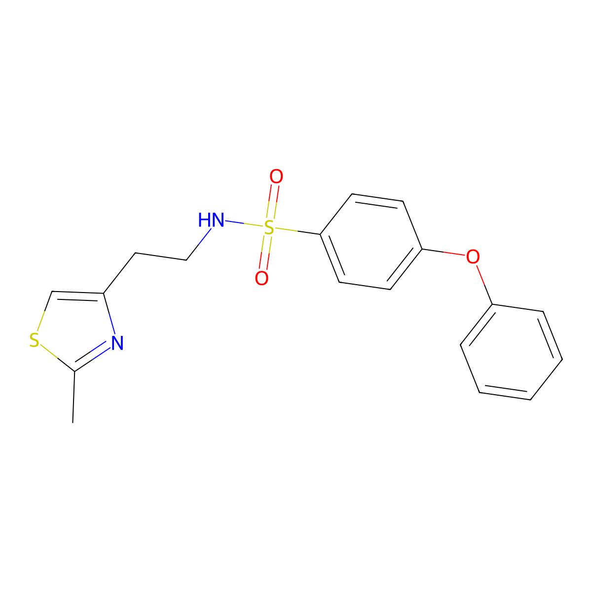 N-(2-(2-methylthiazol-4-yl)ethyl)-4-phenoxybenzenesulfonamide molecular structure, CAS 863511-60-8