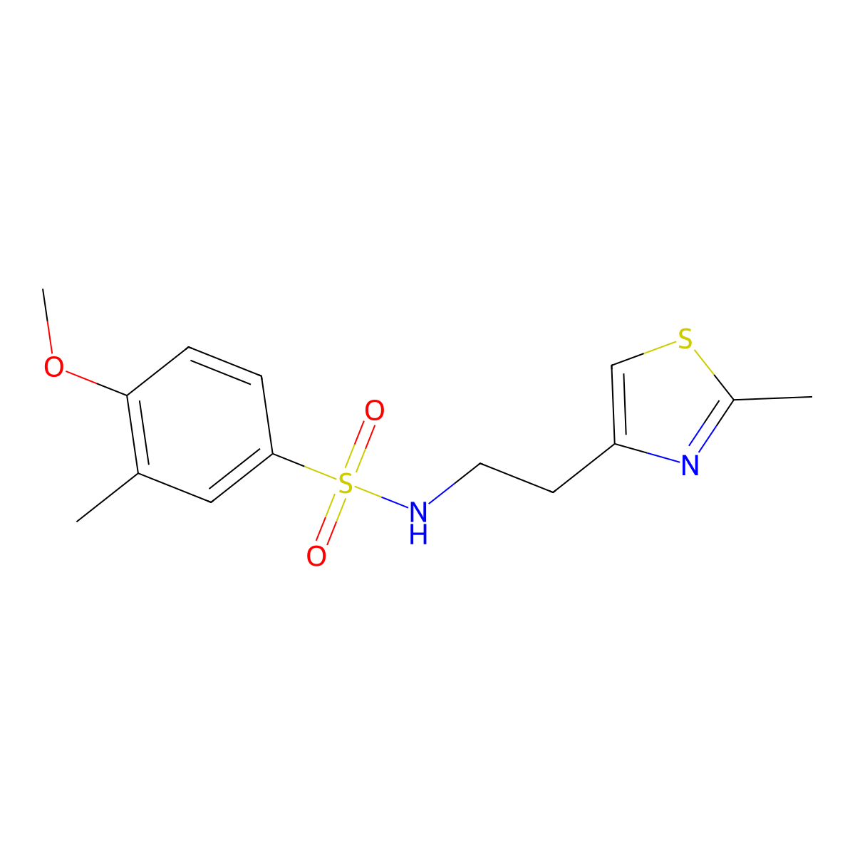 4-methoxy-3-methyl-N-(2-(2-methylthiazol-4-yl)ethyl)benzenesulfonamide molecular structure, CAS 863511-62-0