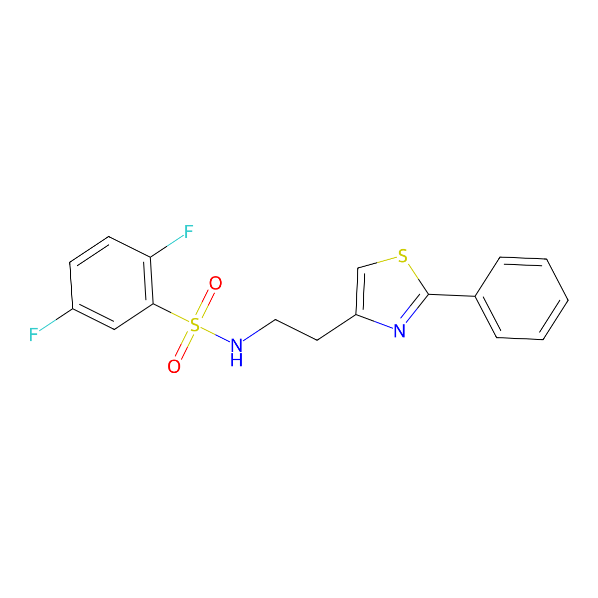 2,5-difluoro-N-[2-(2-phenyl-1,3-thiazol-4-yl)ethyl]benzene-1-sulfonamide molecular structure, CAS 863511-63-1