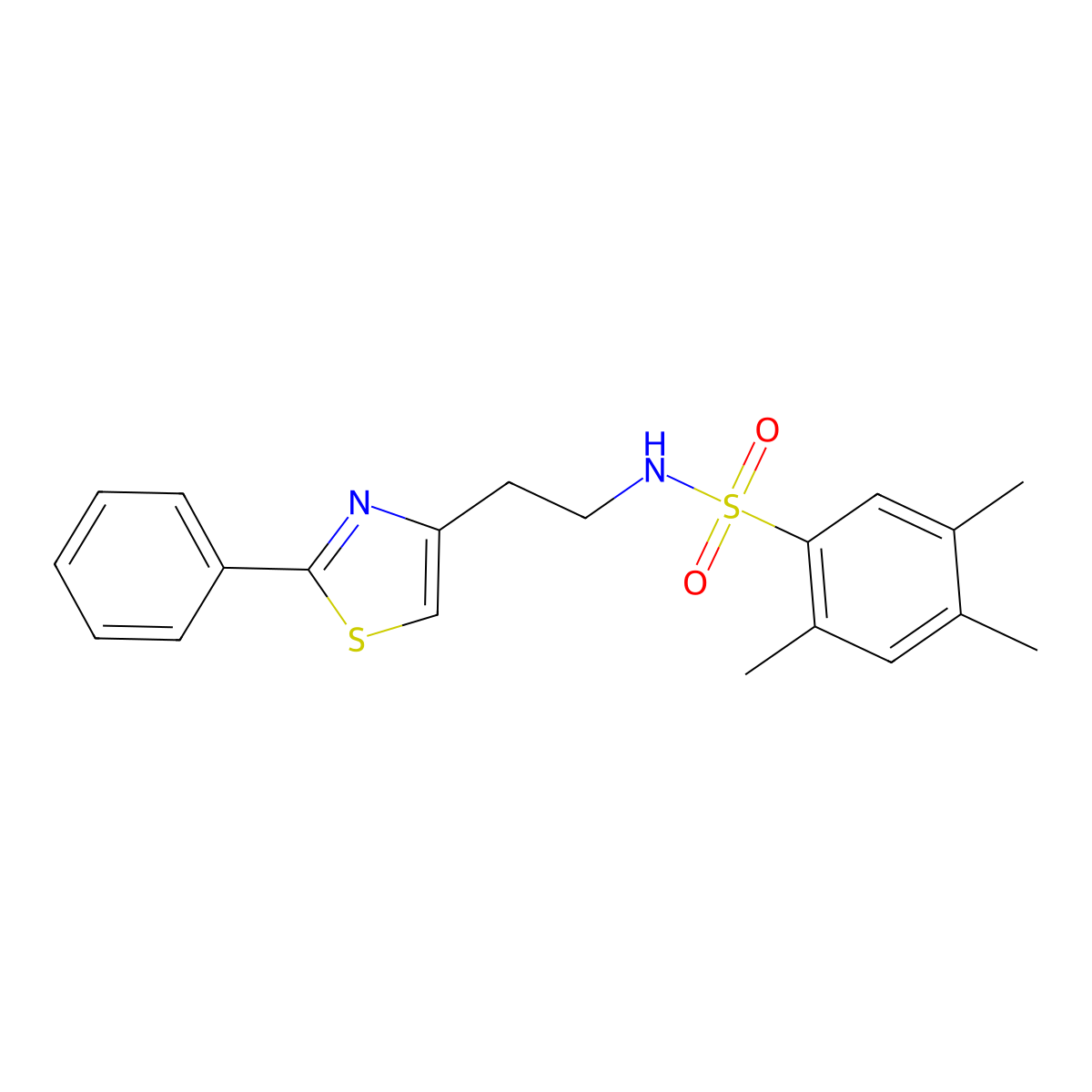 2,4,5-trimethyl-N-[2-(2-phenyl-1,3-thiazol-4-yl)ethyl]benzenesulfonamide molecular structure, CAS 863511-65-3
