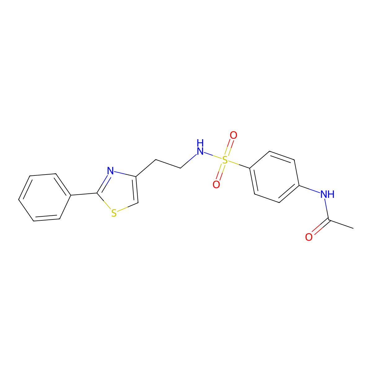 N-(4-(N-(2-(2-phenylthiazol-4-yl)ethyl)sulfamoyl)phenyl)acetamide molecular structure, CAS 863511-67-5
