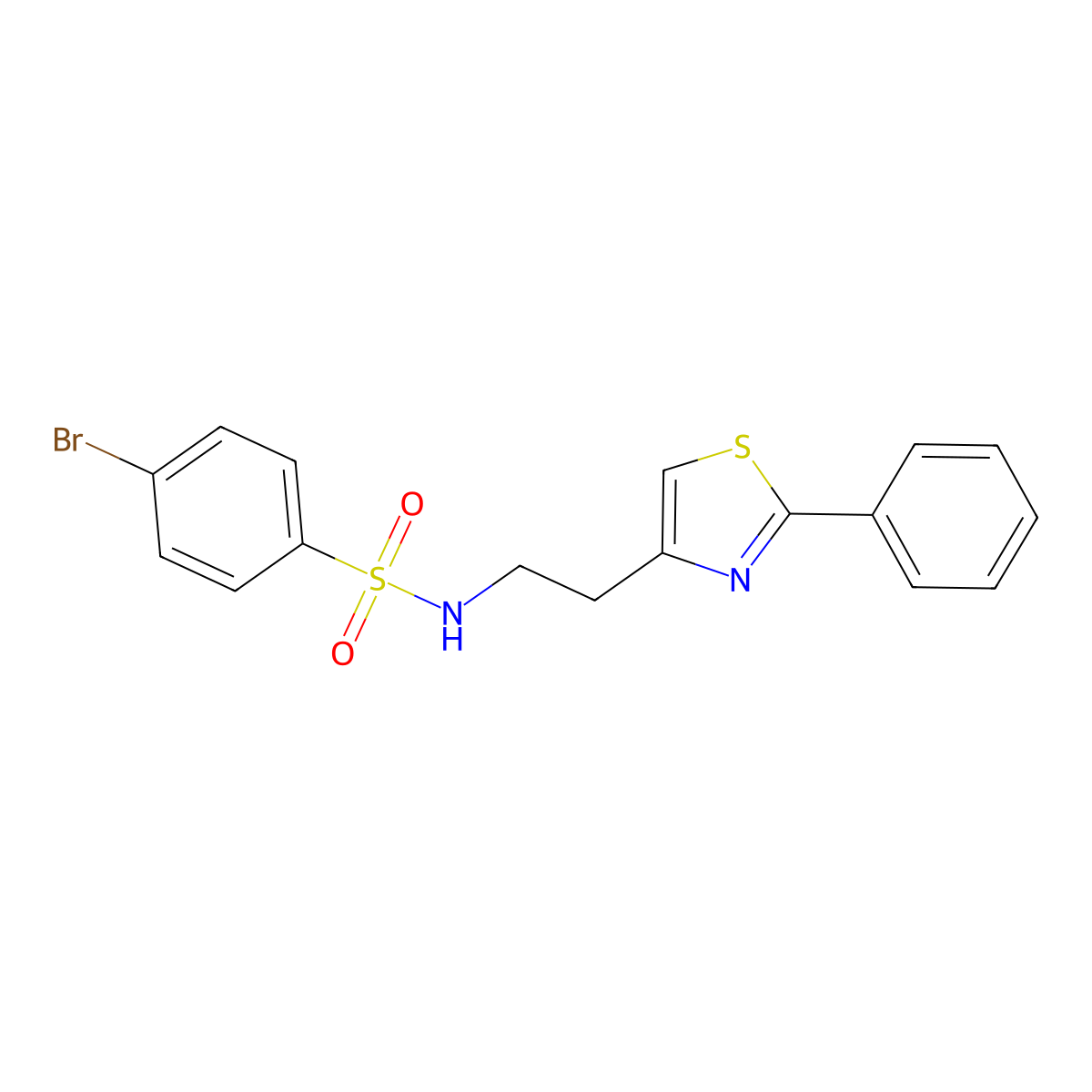 4-bromo-N-(2-(2-phenylthiazol-4-yl)ethyl)benzenesulfonamide molecular structure, CAS 863511-69-7