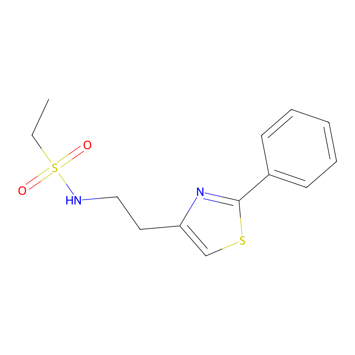 N-[2-(2-phenyl-1,3-thiazol-4-yl)ethyl]ethanesulfonamide molecular structure, CAS 863511-70-0