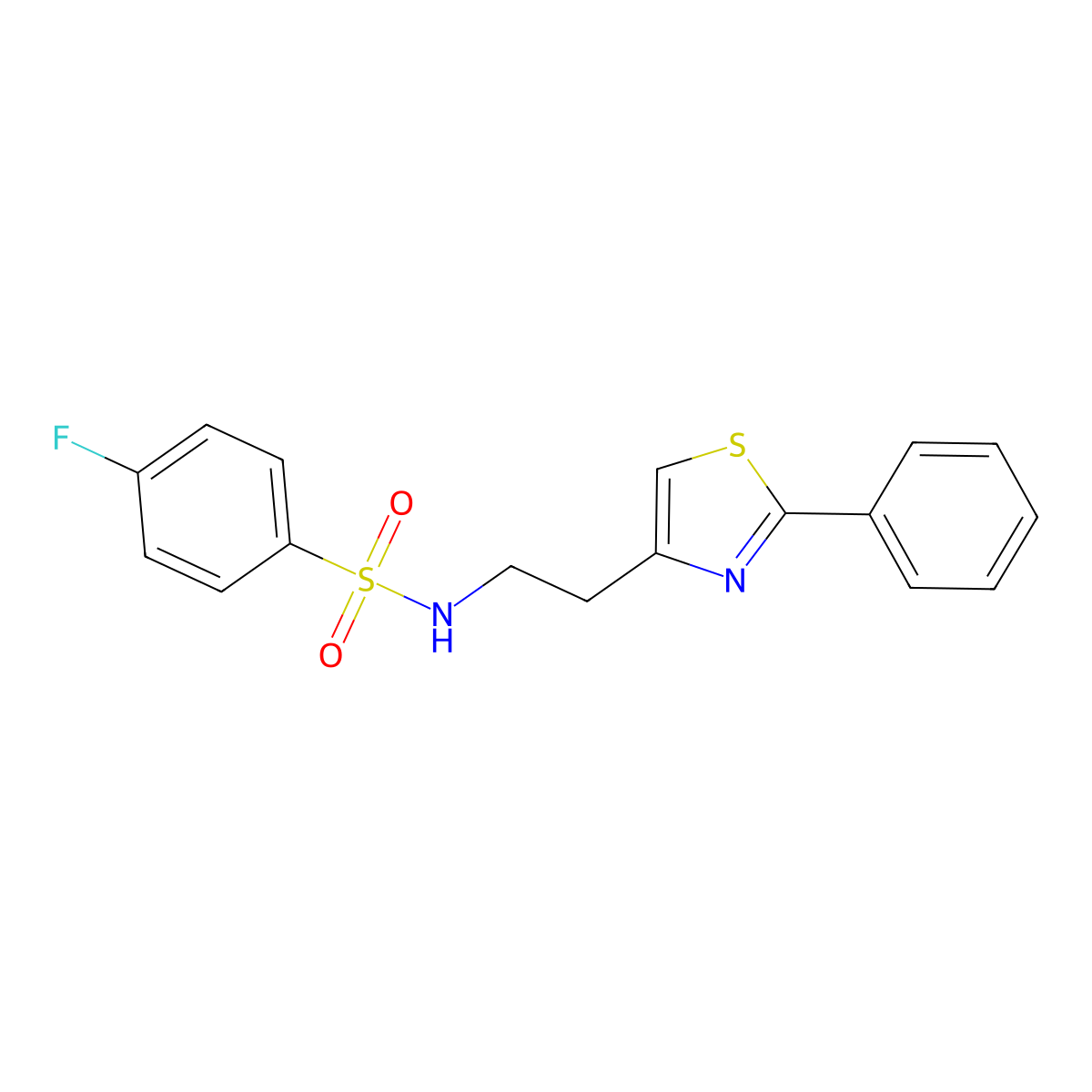 4-fluoro-N-[2-(2-phenyl-1,3-thiazol-4-yl)ethyl]benzenesulfonamide molecular structure, CAS 863511-71-1