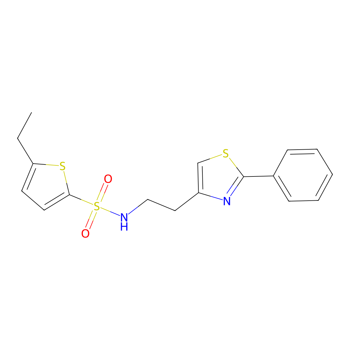 5-ethyl-N-[2-(2-phenyl-4-thiazolyl)ethyl]-2-thiophenesulfonamide molecular structure, CAS 863511-76-6