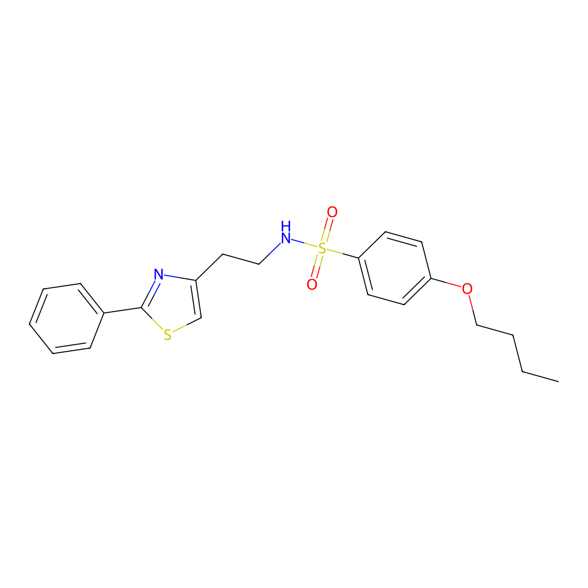 4-butoxy-N-(2-(2-phenylthiazol-4-yl)ethyl)benzenesulfonamide molecular structure, CAS 863511-78-8
