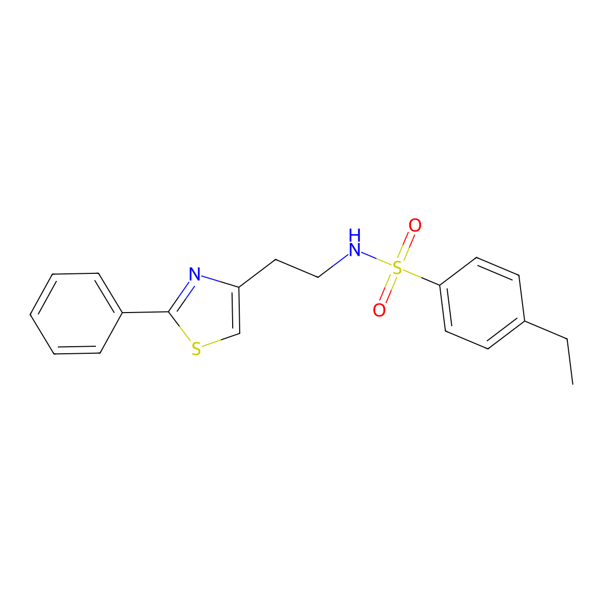 4-ethyl-N-(2-(2-phenylthiazol-4-yl)ethyl)benzenesulfonamide molecular structure, CAS 863511-79-9