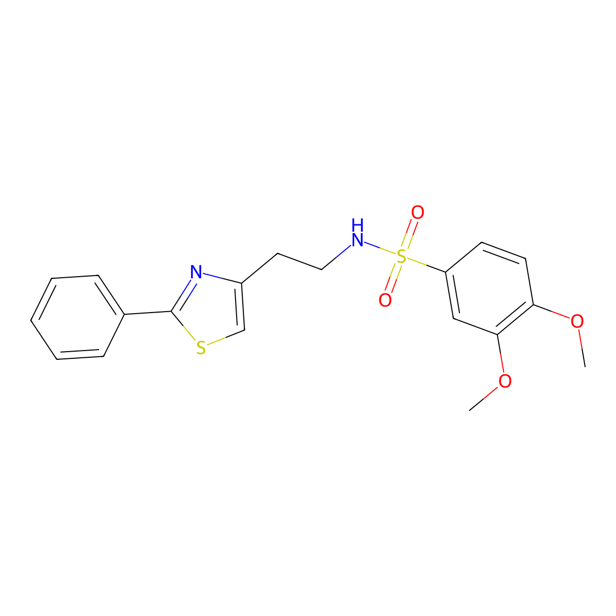 3,4-dimethoxy-N-(2-(2-phenylthiazol-4-yl)ethyl)benzenesulfonamide molecular structure, CAS 863511-80-2