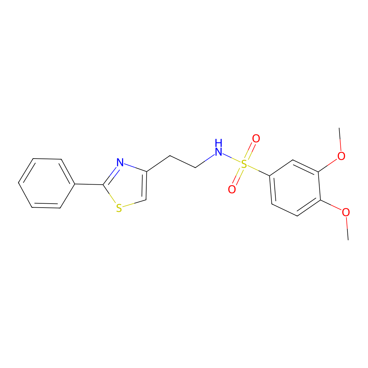 3,4-dimethoxy-N-(2-(2-phenylthiazol-4-yl)ethyl)benzenesulfonamide molecular structure, CAS 863511-80-2