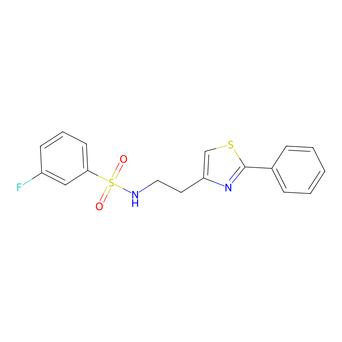 3-fluoro-N-(2-(2-phenylthiazol-4-yl)ethyl)benzenesulfonamide molecular structure, CAS 863511-83-5