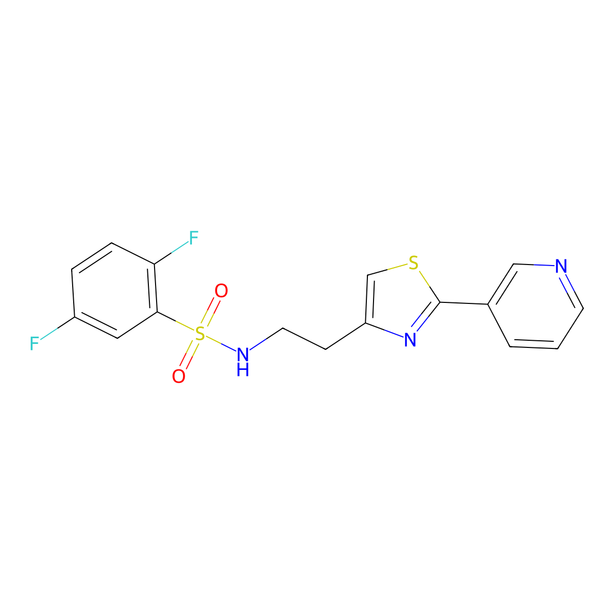 2,5-difluoro-N-(2-(2-(pyridin-3-yl)thiazol-4-yl)ethyl)benzenesulfonamide molecular structure, CAS 863511-86-8