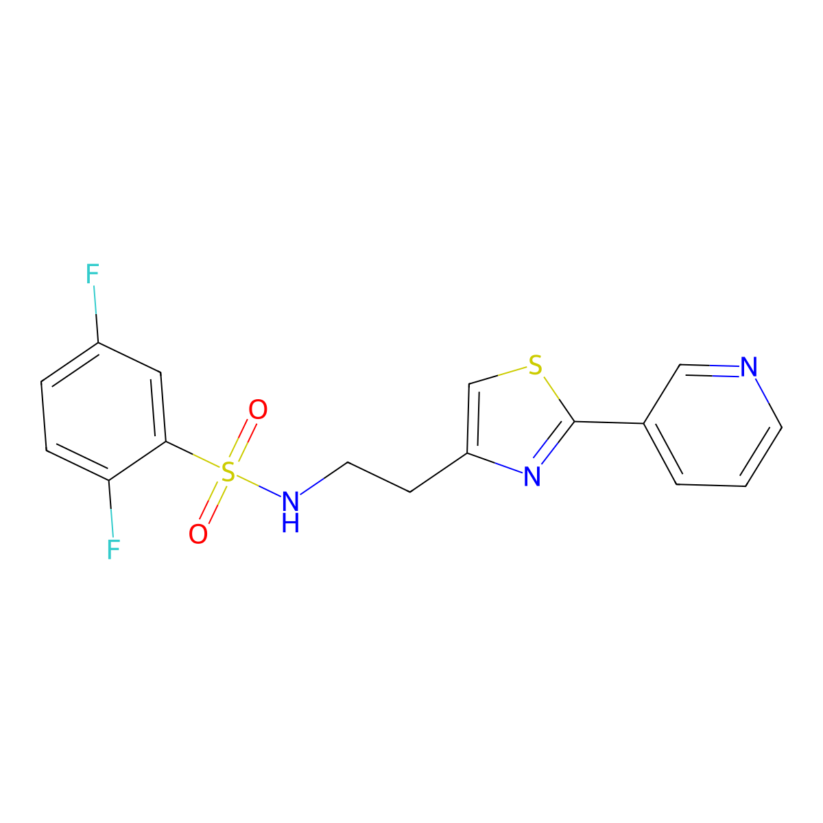 2,5-difluoro-N-(2-(2-(pyridin-3-yl)thiazol-4-yl)ethyl)benzenesulfonamide molecular structure, CAS 863511-86-8