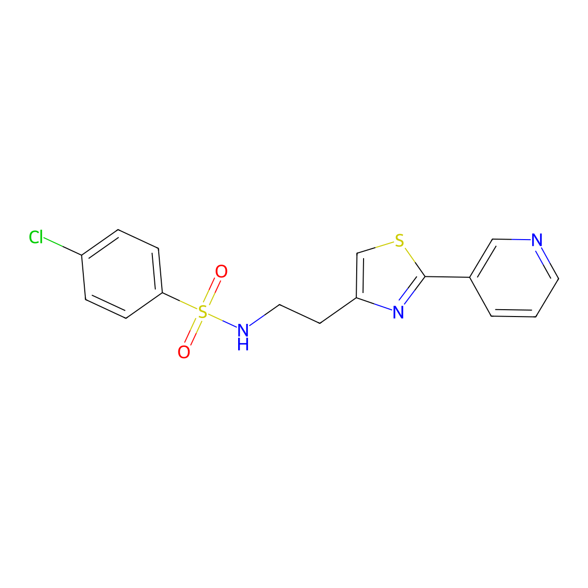 4-chloro-N-(2-(2-(pyridin-3-yl)thiazol-4-yl)ethyl)benzenesulfonamide molecular structure, CAS 863511-93-7