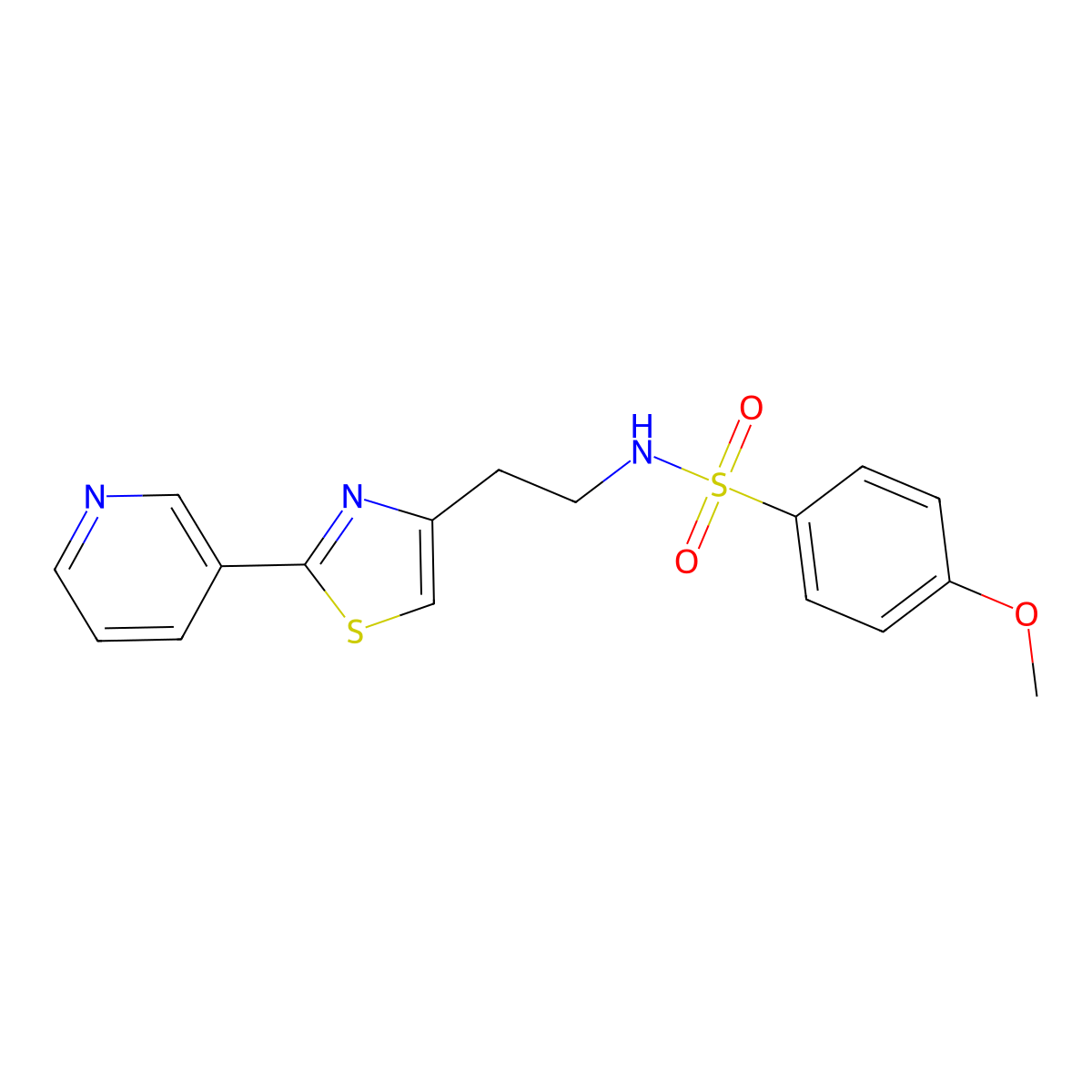 4-methoxy-N-(2-(2-(pyridin-3-yl)thiazol-4-yl)ethyl)benzenesulfonamide molecular structure, CAS 863511-97-1